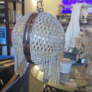 Silver Beaded Tassel Clutch